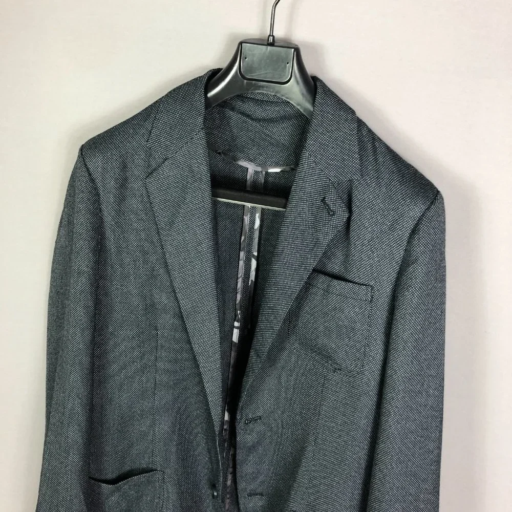 Mens navy Pin Dot Camo Lined Sport Coat Jacket Size 40L